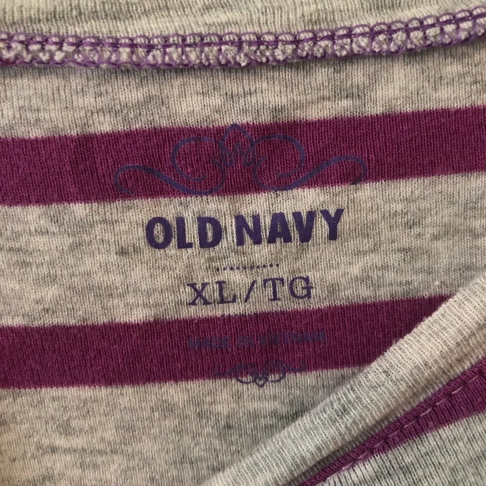 Old Navy Gray & Purple Striped Long Sleeve Tee XL 100% Cotton - Picture 5 of 5